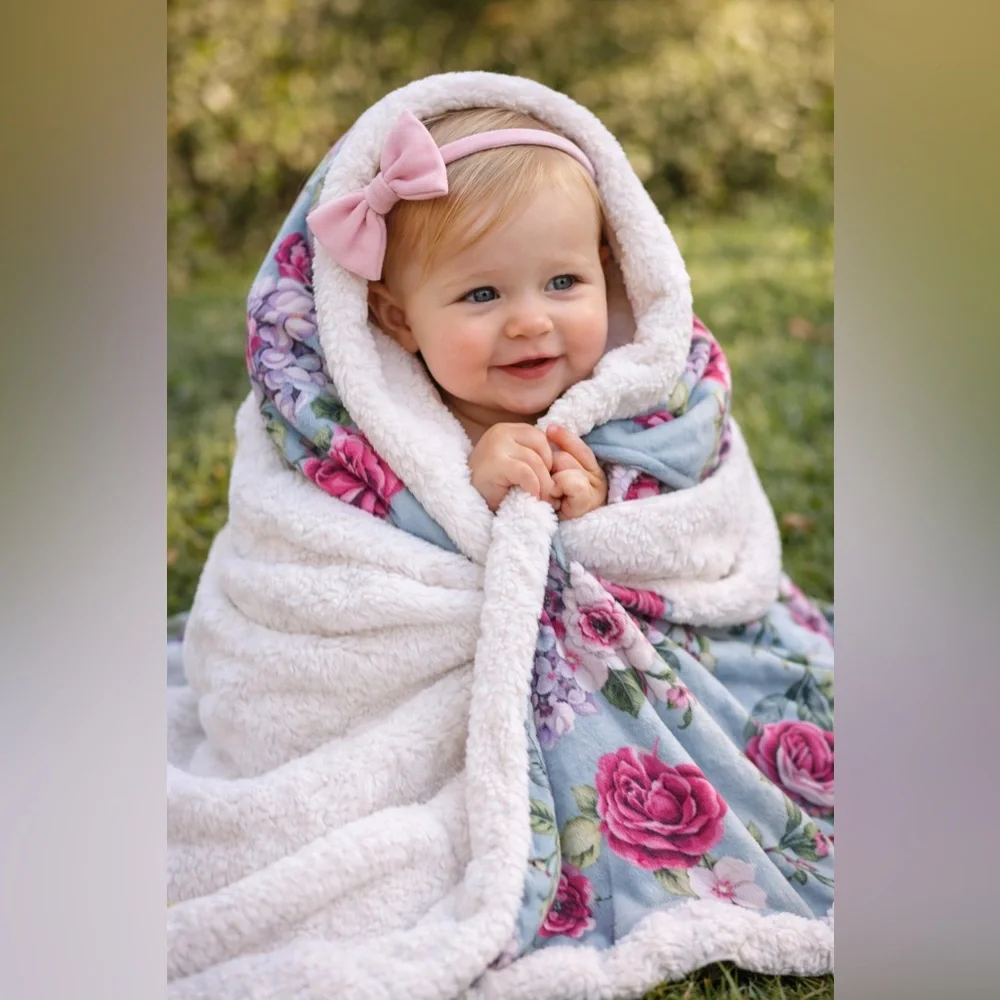 Posh Peanut Floral Lacey Plush Patoo Blanket NWT